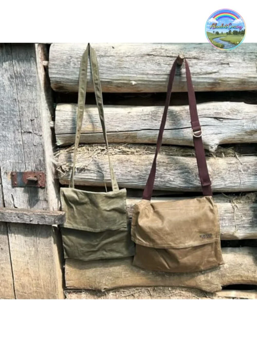 Waxed Canvas Haversack Shoulder Bag - Bushcraft Foraging Messenger, Adjustable